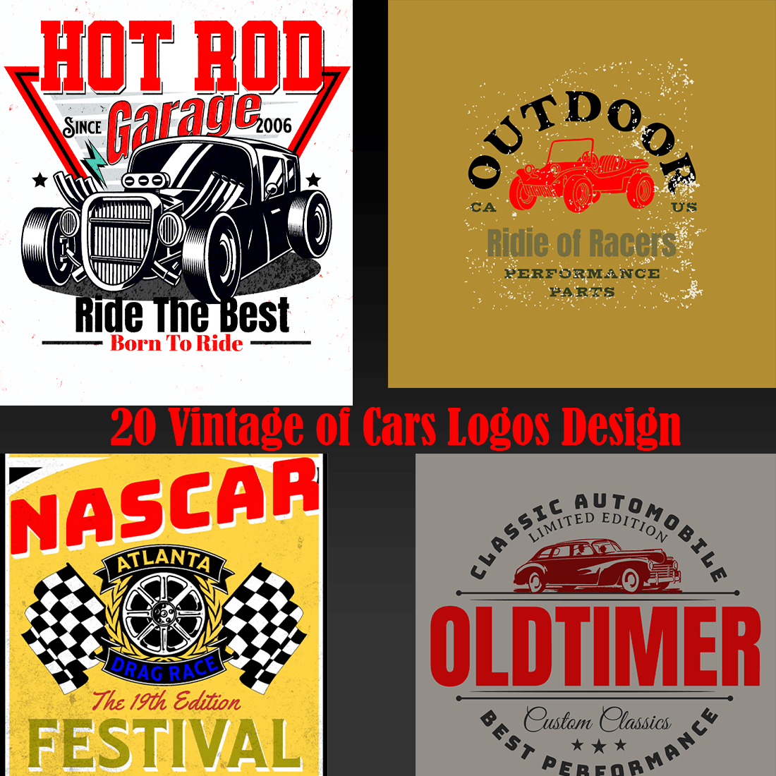 20 Vintage of Cars Logos Design preview image.