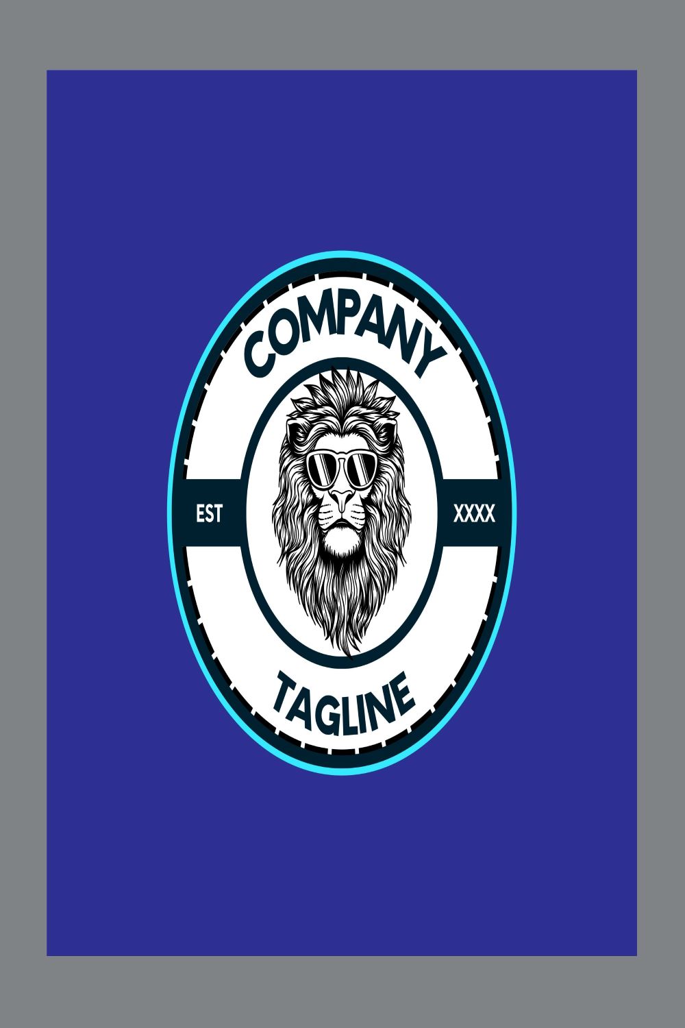 Modern Lion Logo Circle Vector Stamp pinterest preview image.