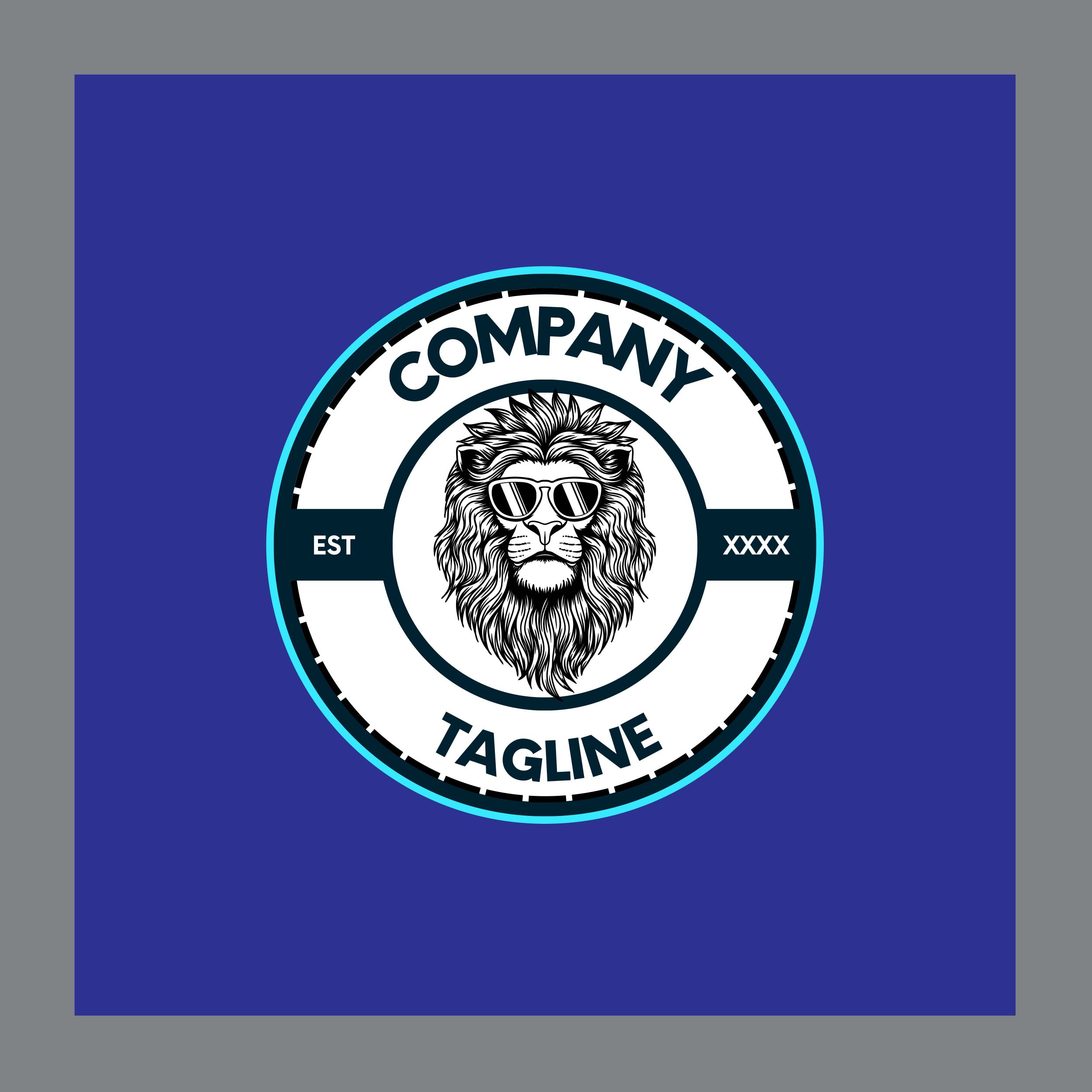 Modern Lion Logo Circle Vector Stamp preview image.