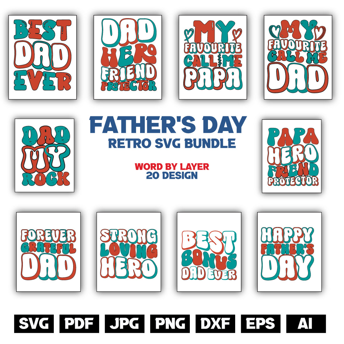 FATHER'S DAY RETRO SVG preview image.