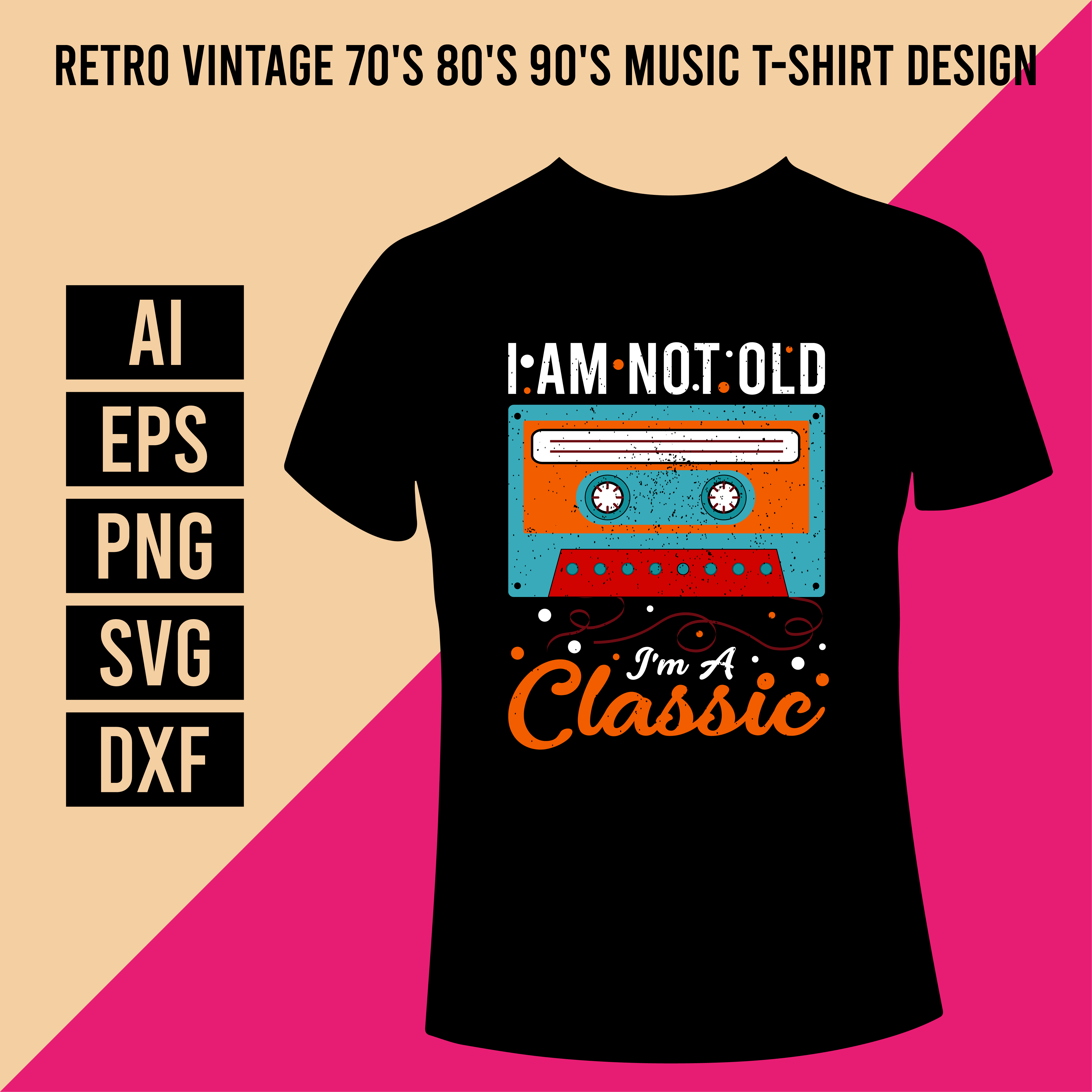 Retro Vintage 70's 80's 90's Music Design -