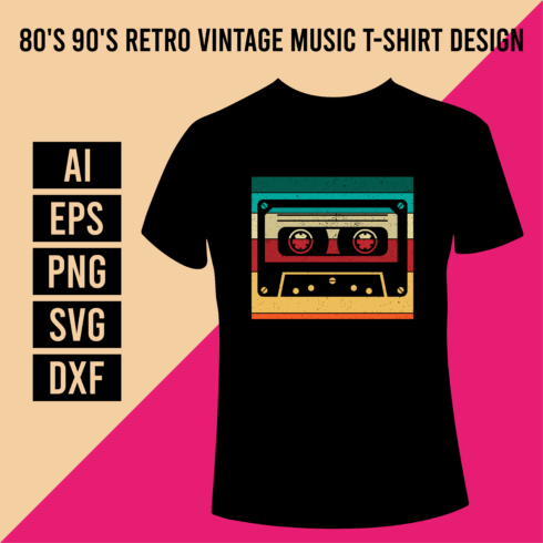 80's 90's Retro Vintage Music T-Shirt Design cover image.