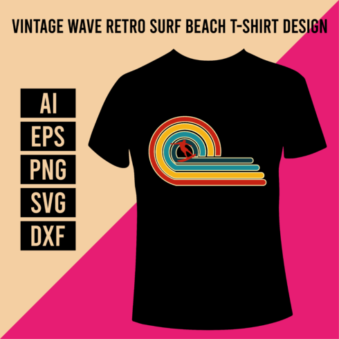 Vintage Wave Retro Surf Beach T-Shirt Design cover image.