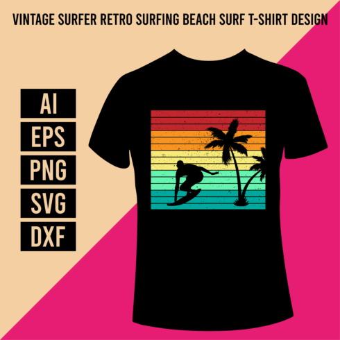 Vintage Surfer Retro Surfing Beach Surf T-Shirt Design cover image.