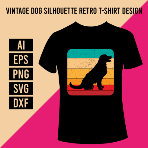 Vintage Dog Silhouette Retro T-Shirt Design cover image.