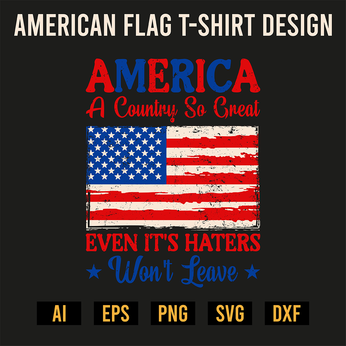American Flag T-Shirt Design preview image.