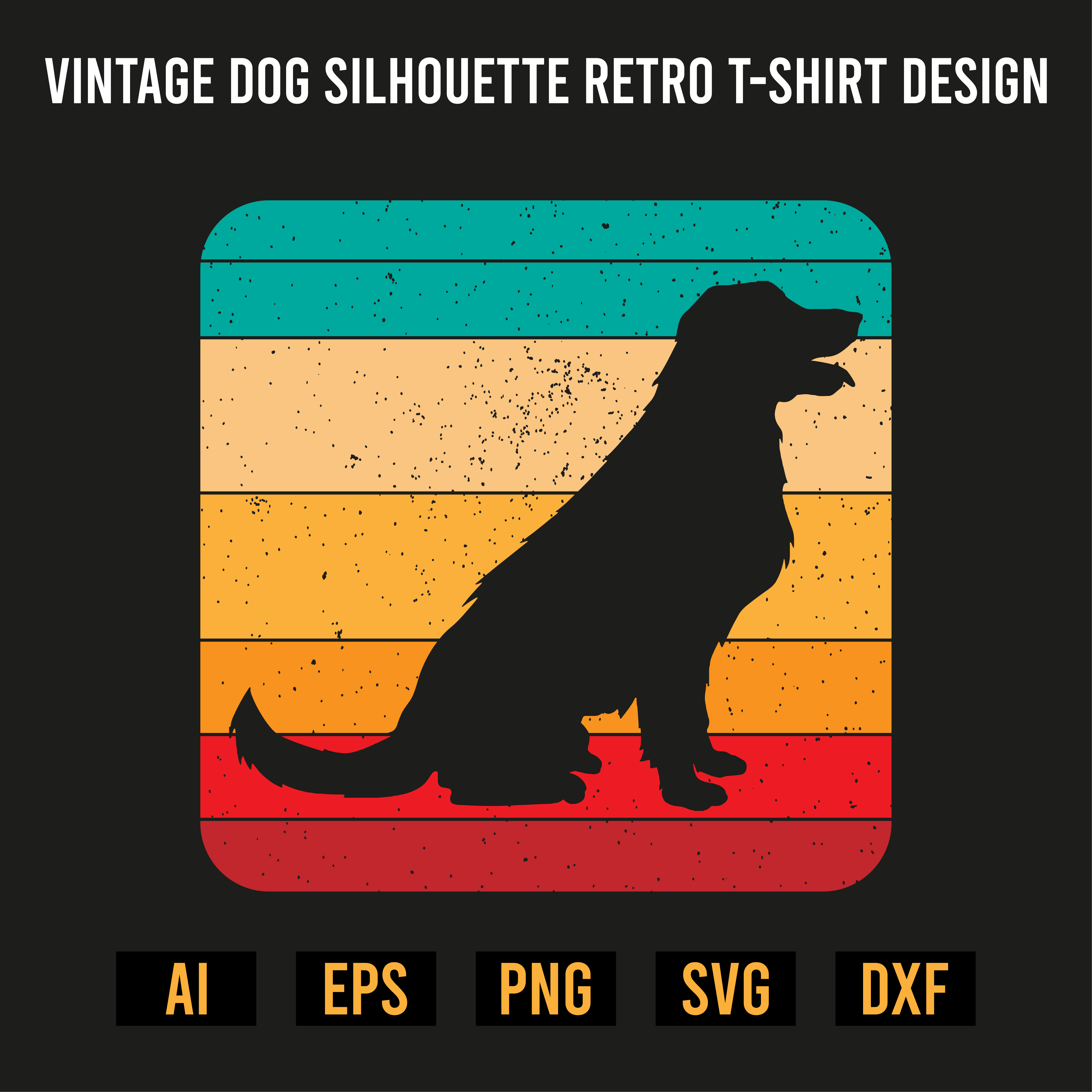Vintage Dog Silhouette Retro T-Shirt Design preview image.