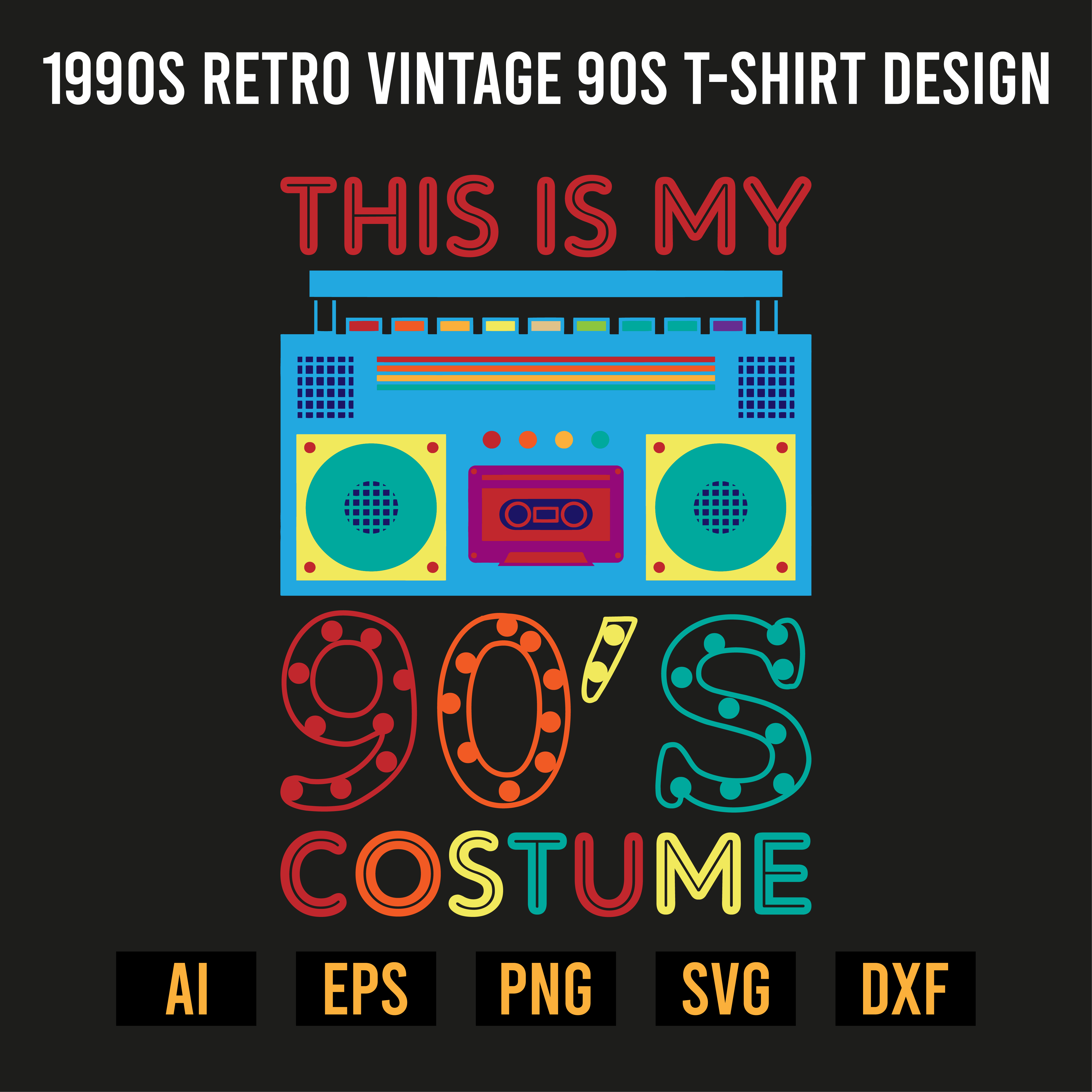 1990s Retro Vintage 90s T-Shirt Design preview image.