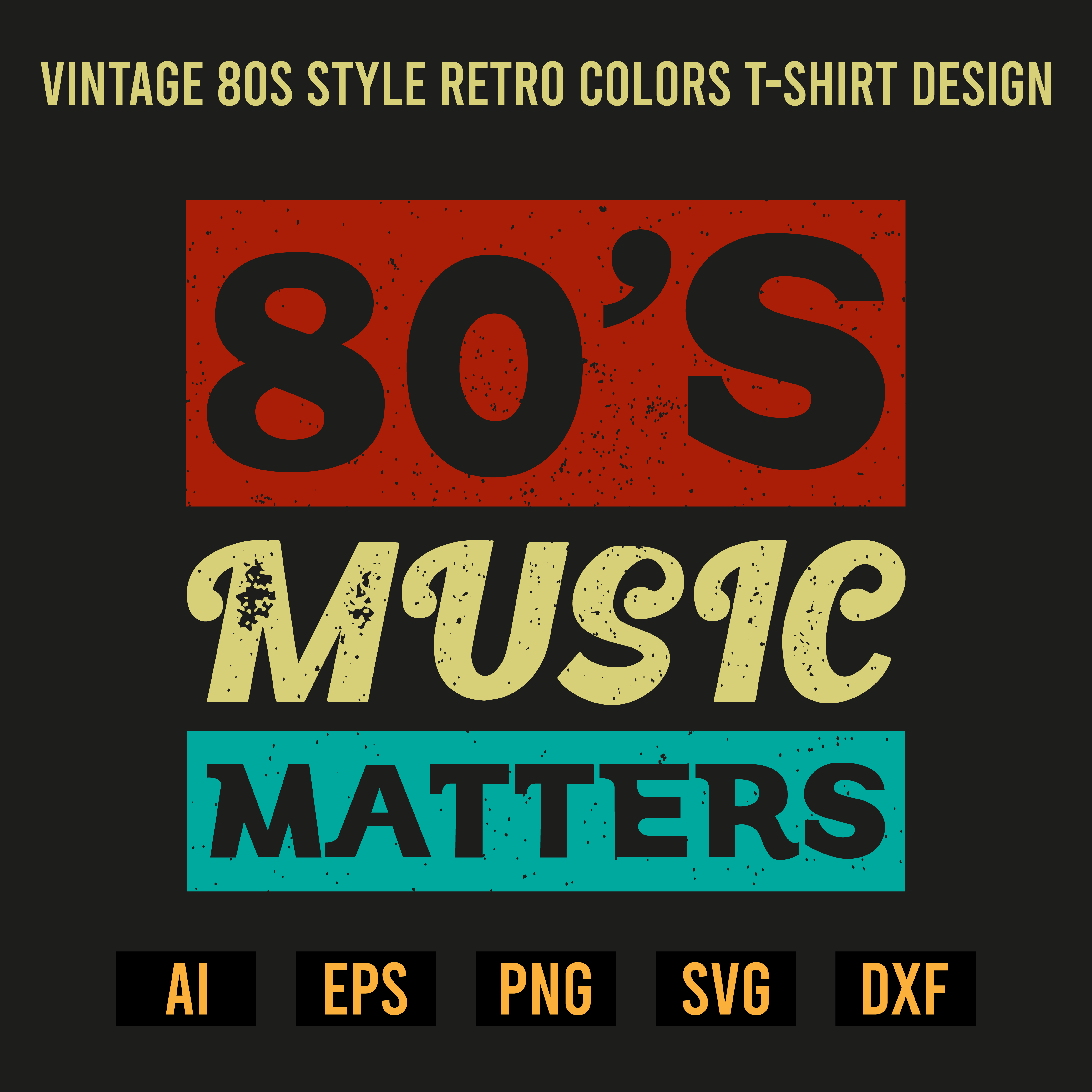 Vintage 80s Style Retro Colors T-Shirt Design preview image.