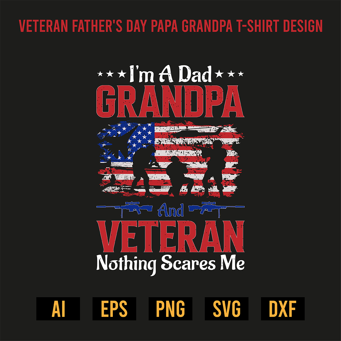 Veteran Father's Day Papa Grandpa T-Shirt Design preview image.