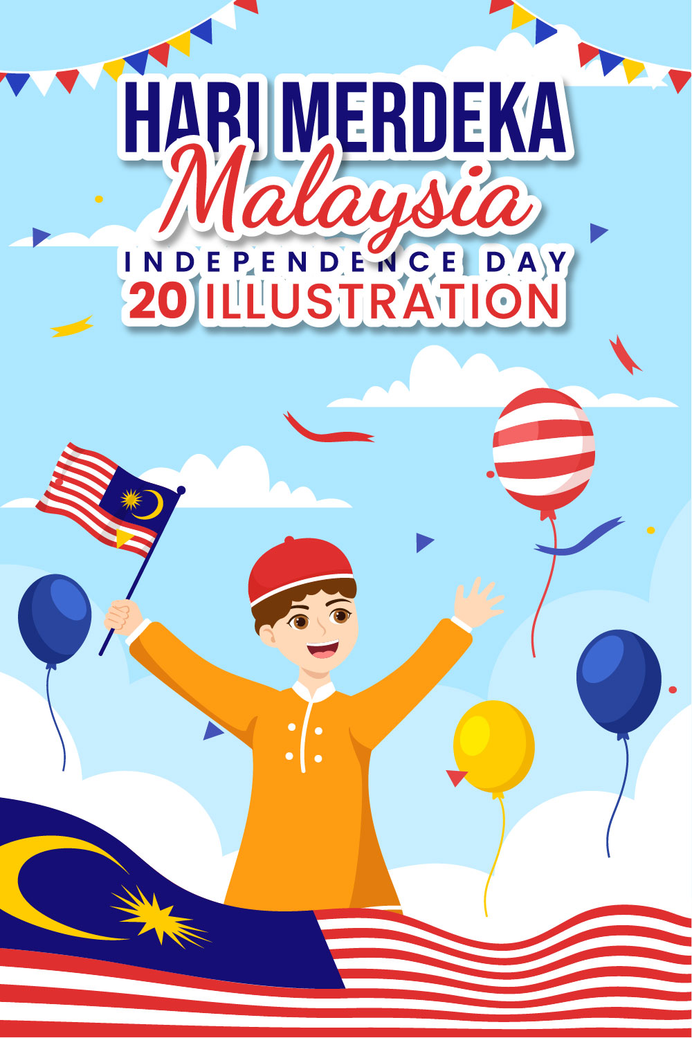 20 Malaysia Independence Day Vector Illustration pinterest preview image.