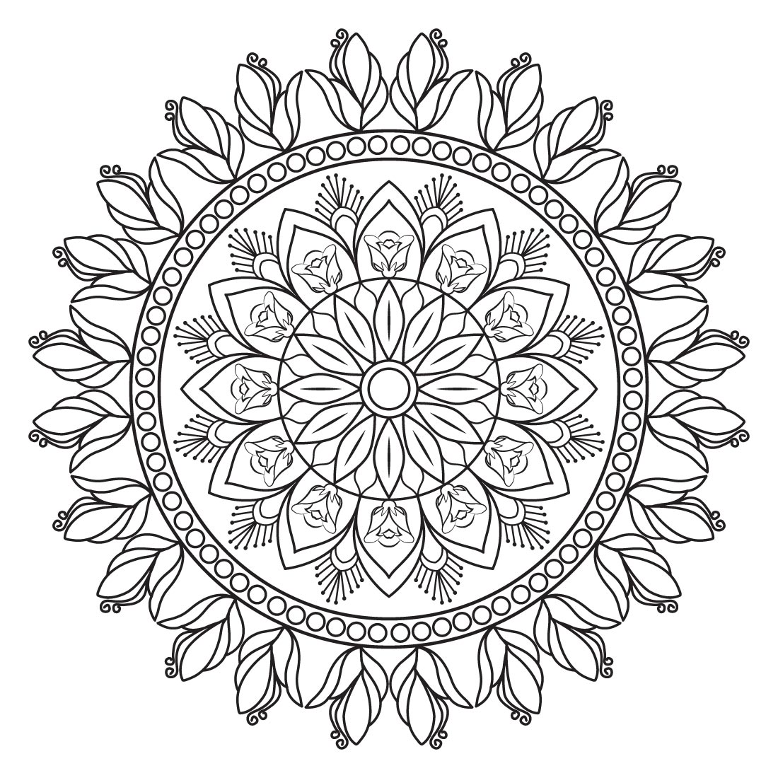 Mandala Vector Design Template SVG, Ai, EPS, PDF, JPG, PNG File cover image.