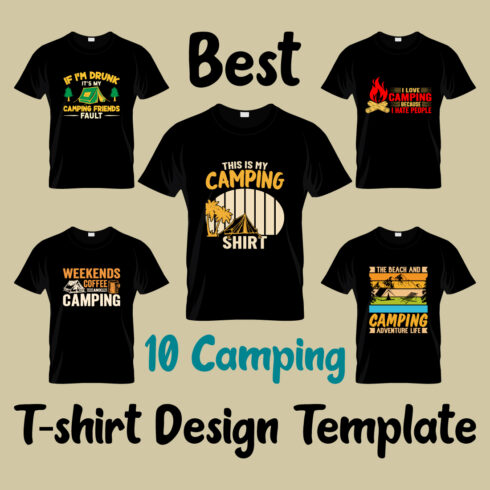 Best camping t-shirt design template with png files cover image.