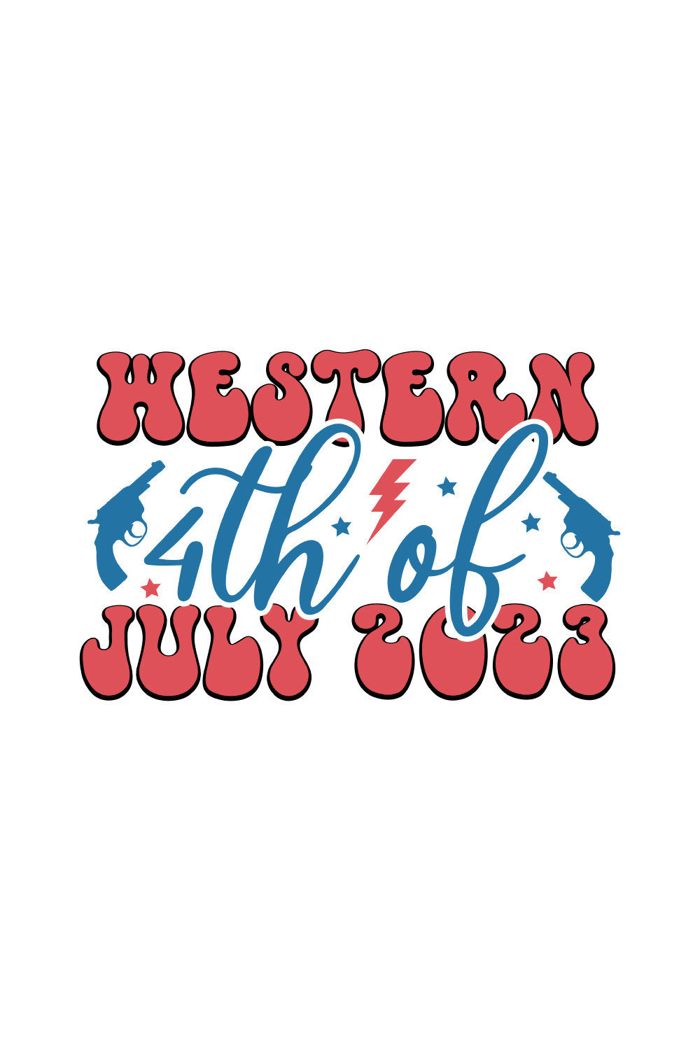 Western 4th of July 2023 T-Shirt Design pinterest preview image.