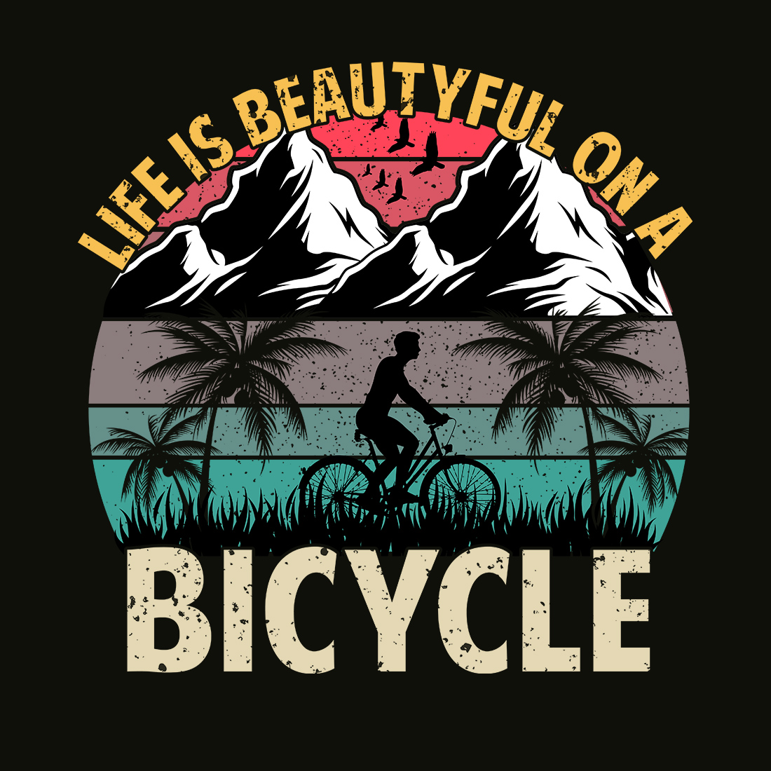 bike, bicycle, vintage t-shirt design preview image.
