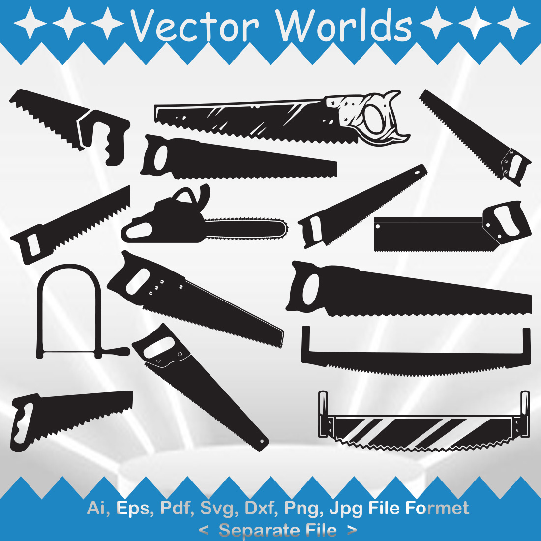 Hand Saw SVG Vector Design preview image.