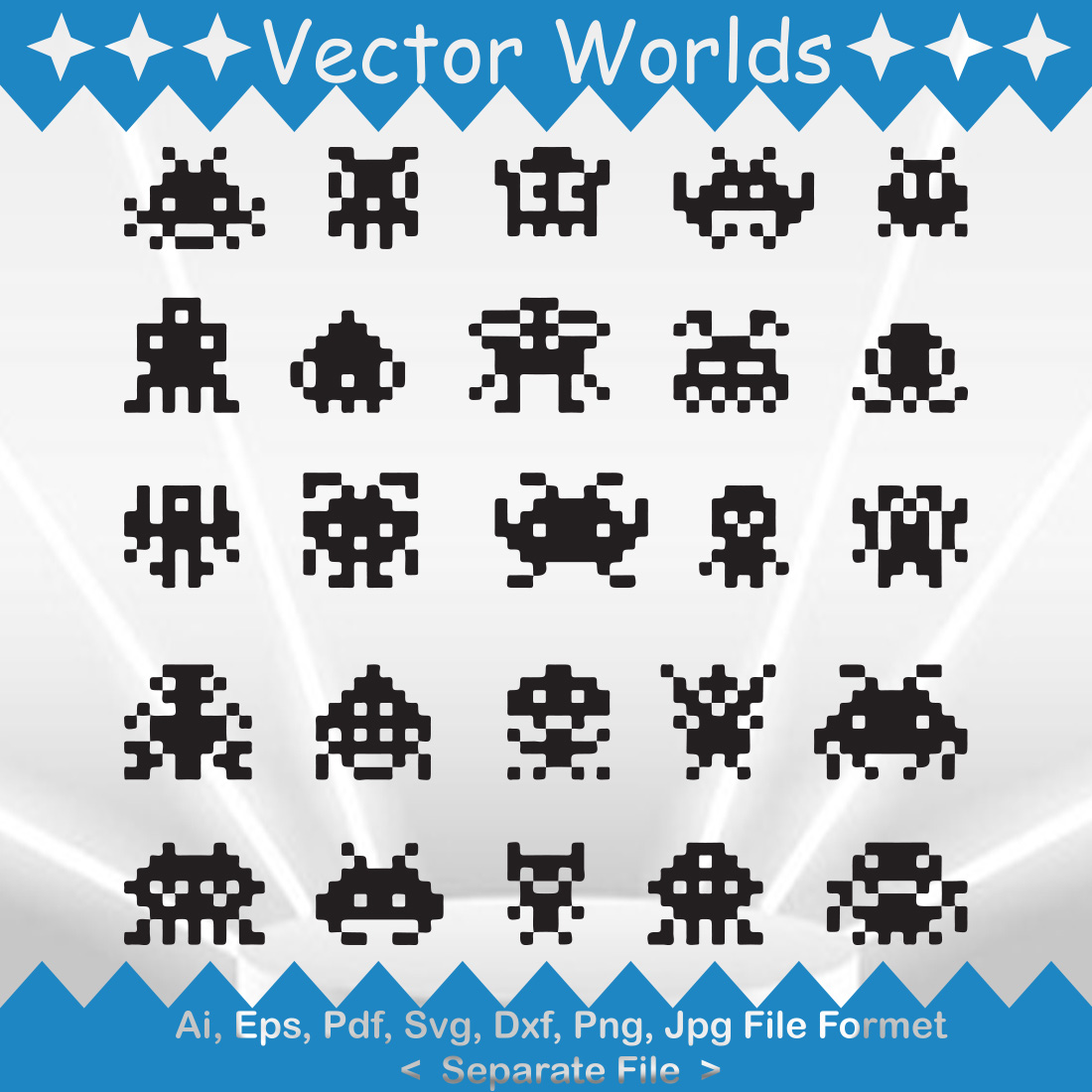 Pixel Alien SVG Vector Design preview image.