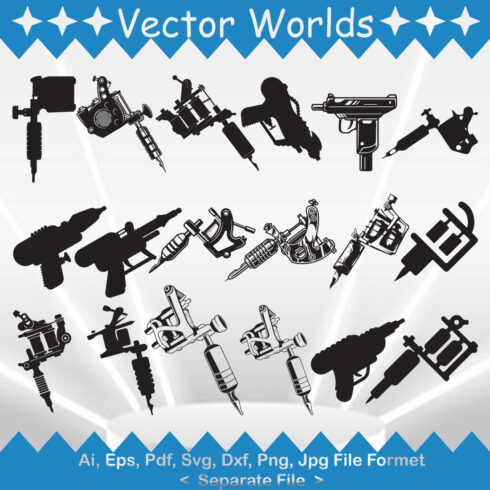 Tattoo Machine Gun SVG Vector Design cover image.