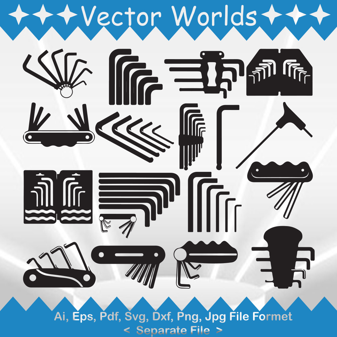 Hex Key Set SVG Vector Design preview image.