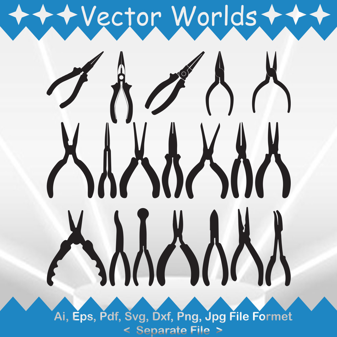 Nose Pliers SVG Vector Design preview image.