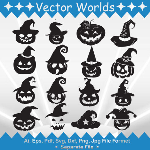 Pumpkin With Hat SVG Vector Design cover image.