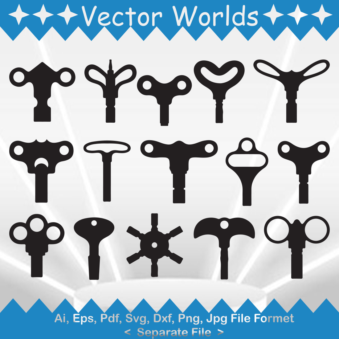 Wind Up Keys SVG Vector Design cover image.