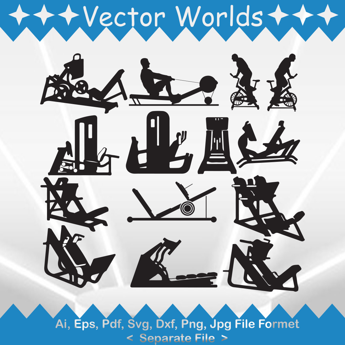 Leg Press Fitness Machine SVG Vector Design cover image.