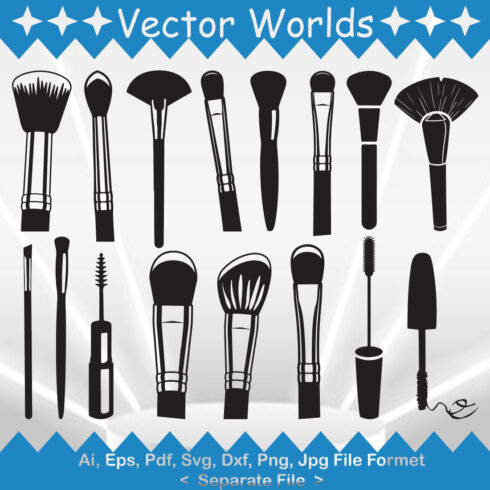 Makeup Brushes SVG Vector Design cover image.