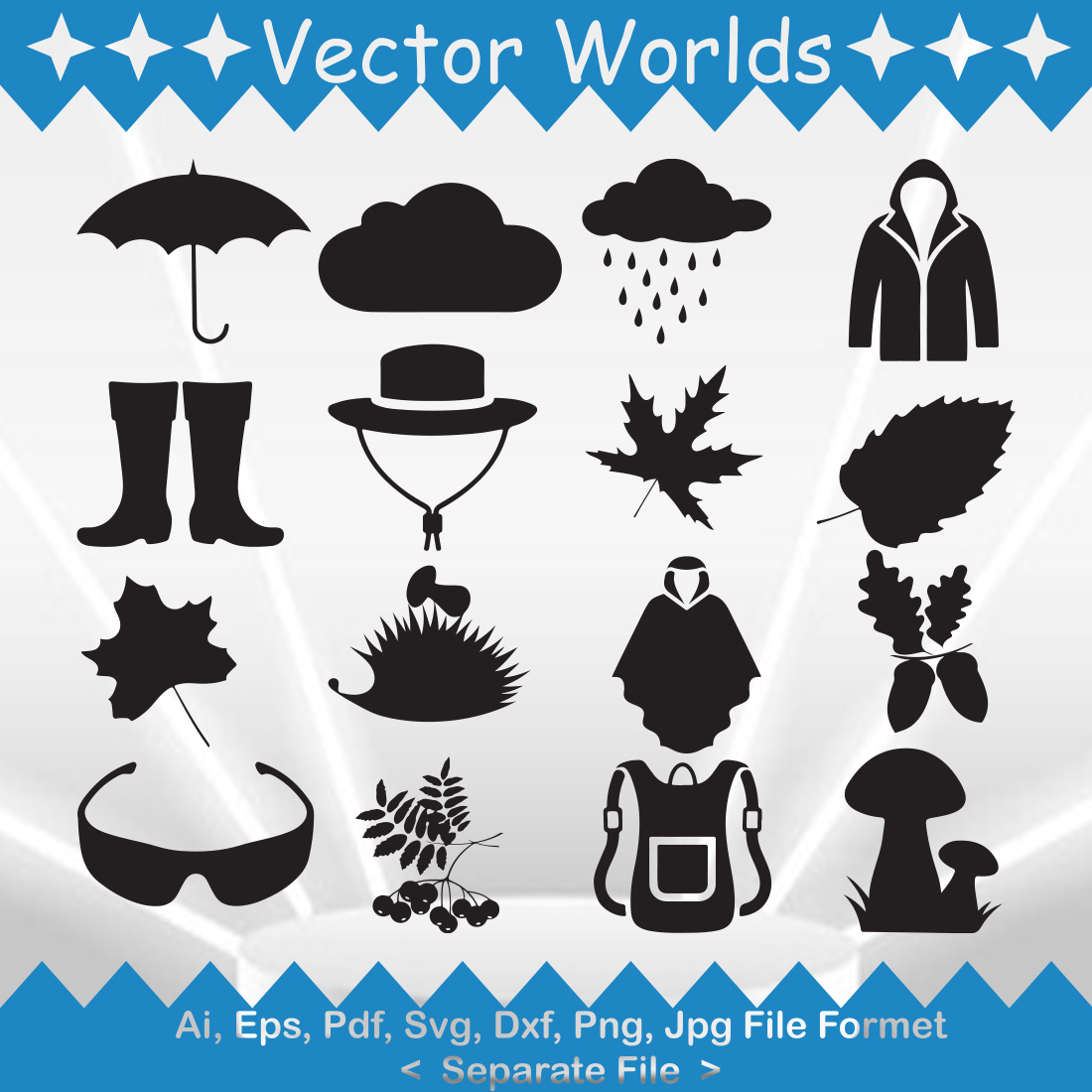 Rain Elements SVG Vector Design preview image.