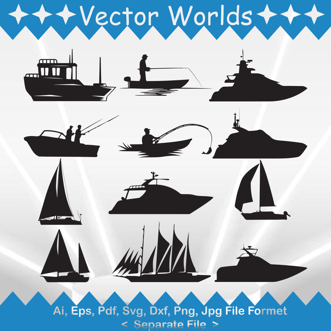 Jon Boat SVG Vector Design preview image.