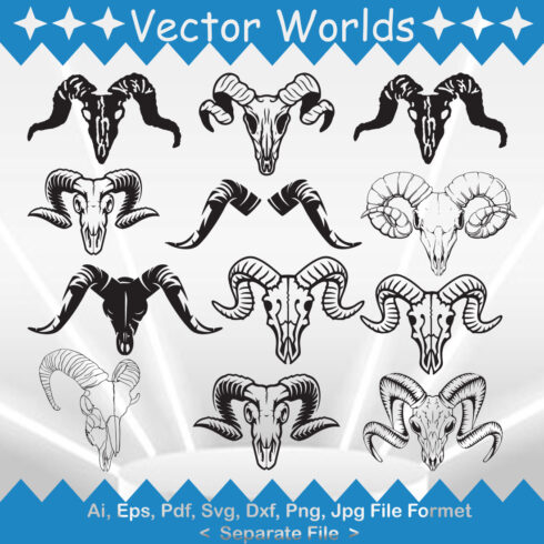 Ram Skull SVG Vector Design cover image.