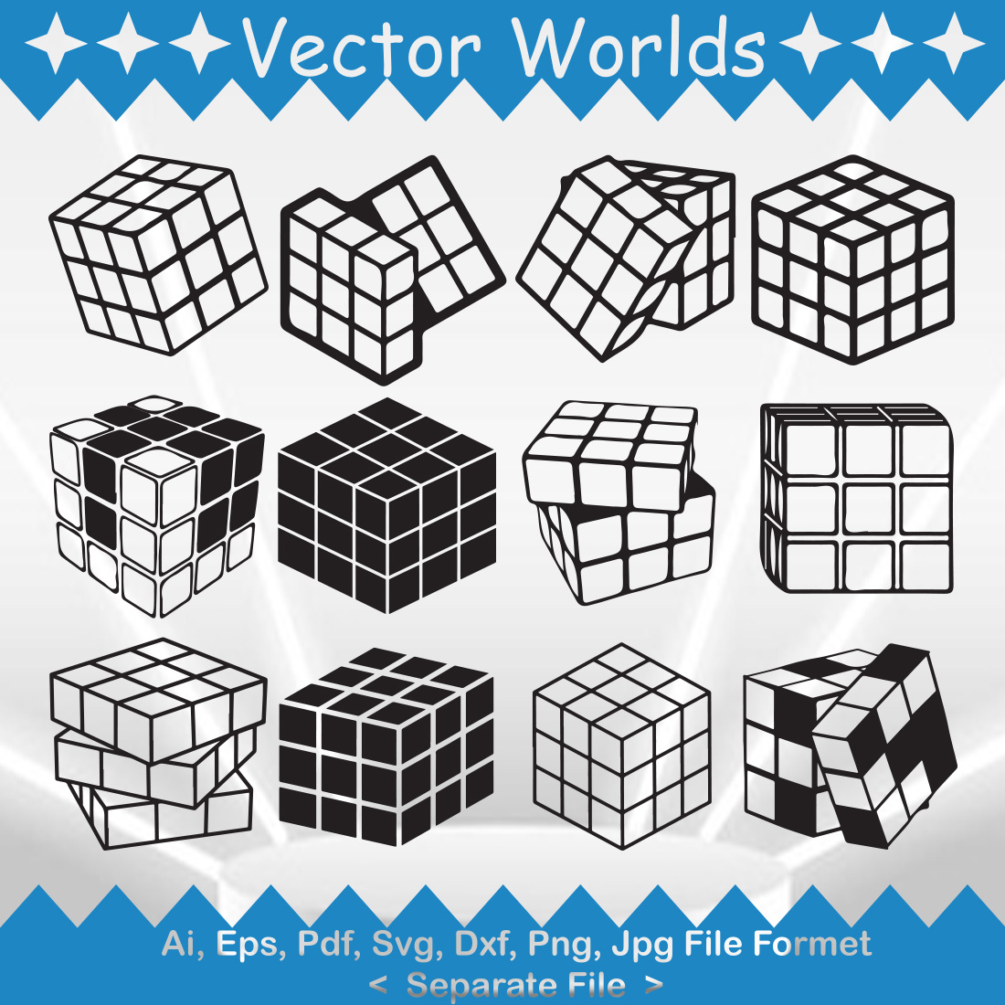 Speed Cube SVG Vector Design preview image.