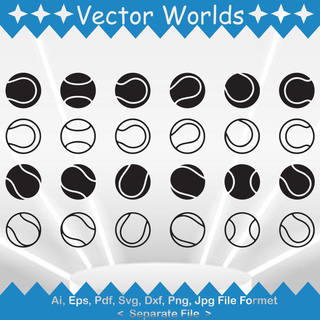 Tennis Ball SVG Vector Design preview image.