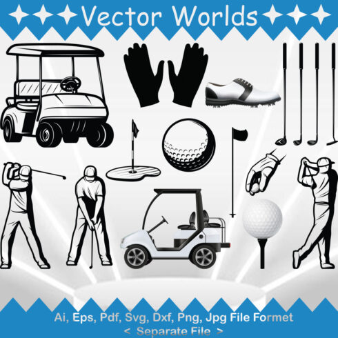 Golf Equipment SVG Vector Design cover image.