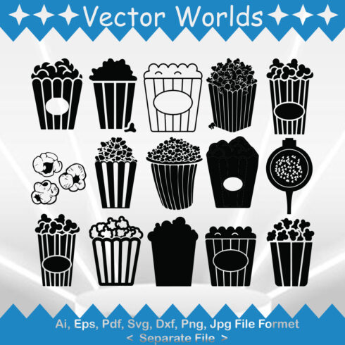 Popcorn SVG Vector Design cover image.