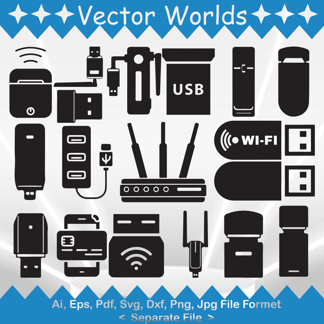 Wifi Adapter SVG Vector Design preview image.