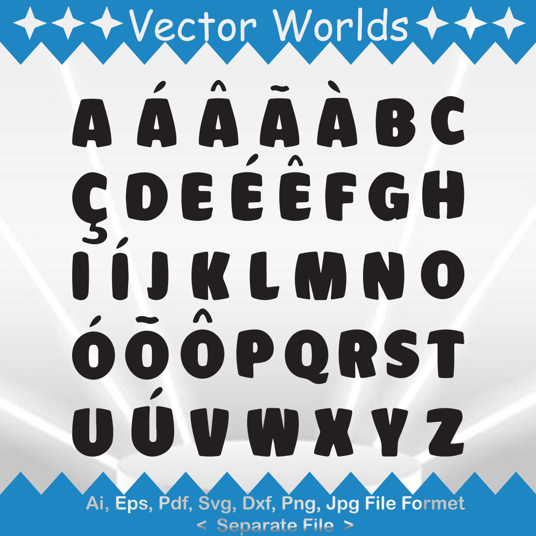 Portuguese Alphabet SVG Vector Design preview image.