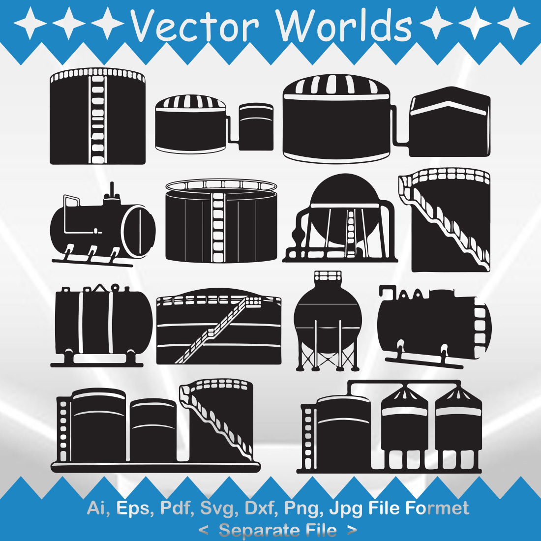 Oil Tank Storage SVG Vector Design cover image.