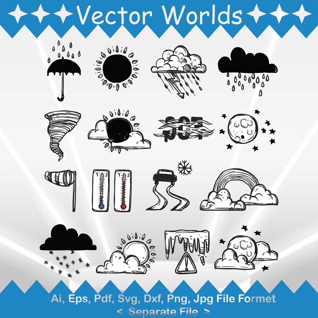 Doodle weather SVG Vector Design cover image.
