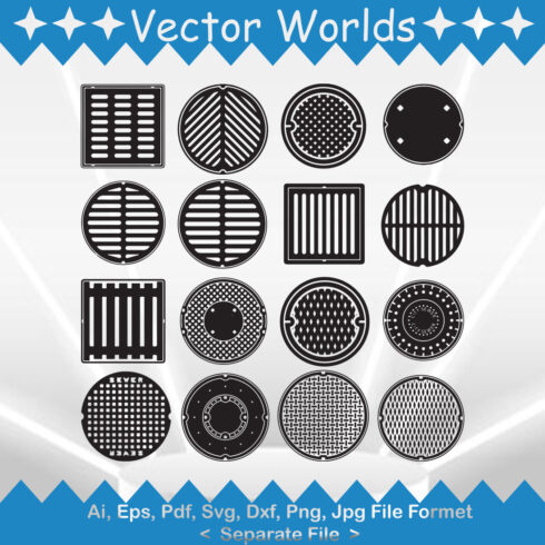 Manhole cover sewer SVG Vector Design cover image.