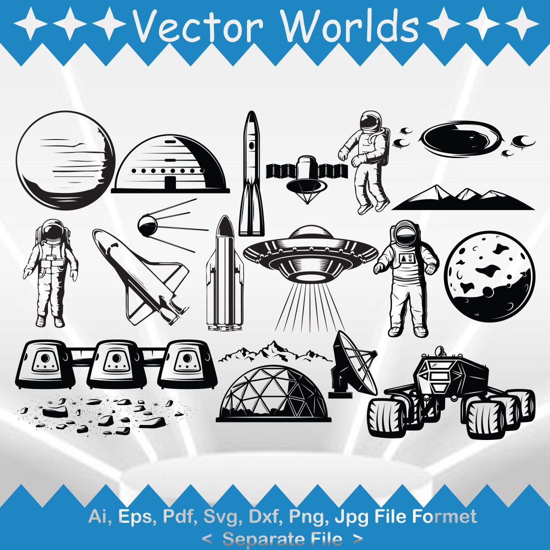 Spaceship SVG Vector Design cover image.