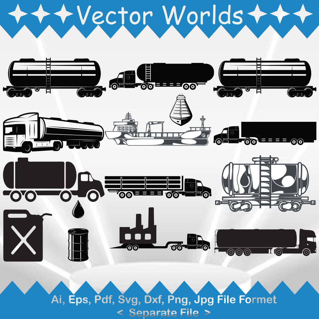 Oil Tank Truck SVG Vector Design preview image.