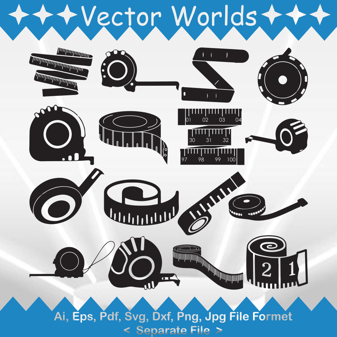 Tape Measure SVG Vector Design preview image.