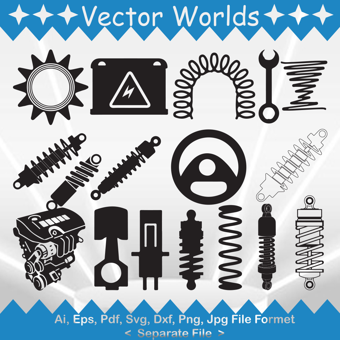 Shock Absorbers SVG Vector Design preview image.