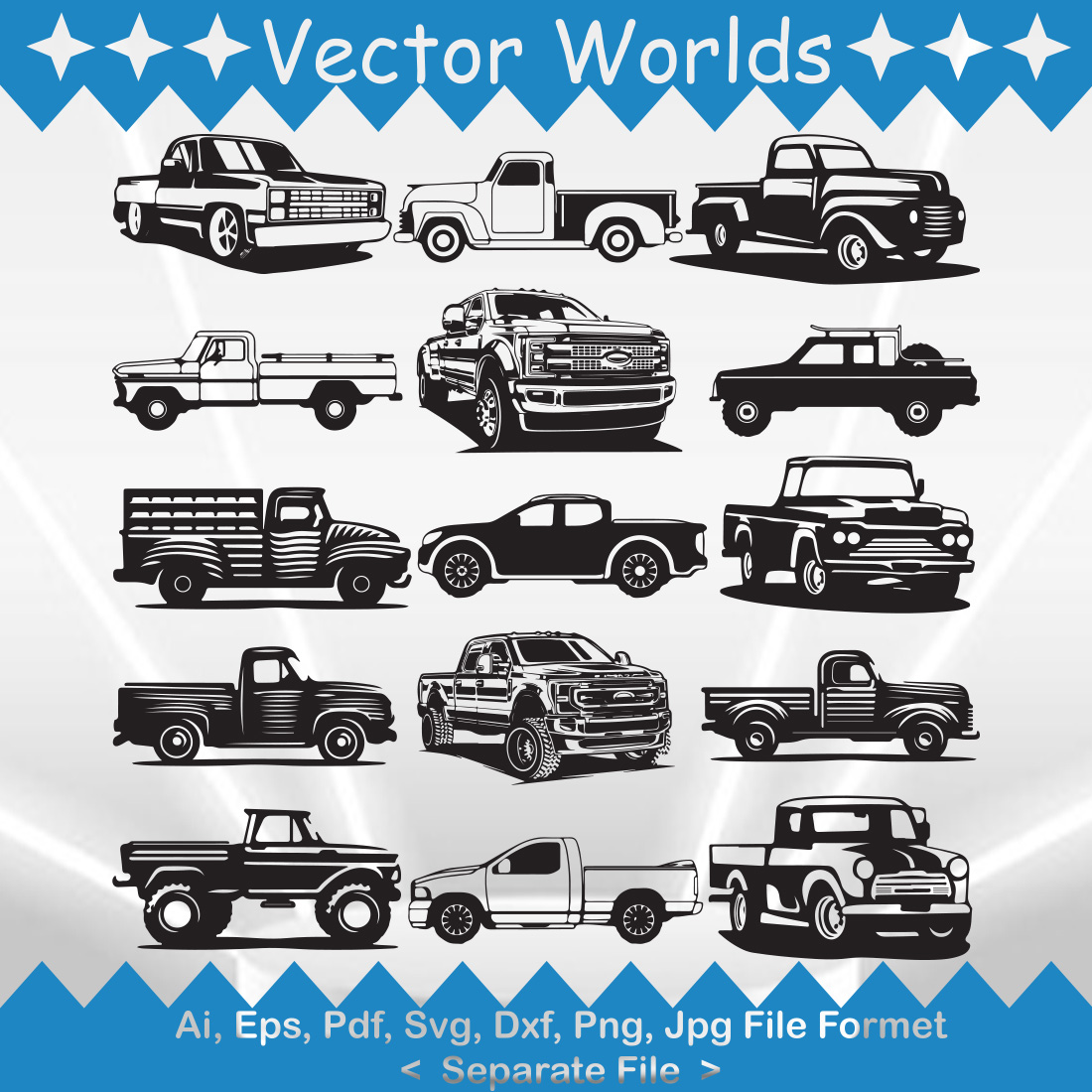 Pickup Truck SVG Vector Design preview image.