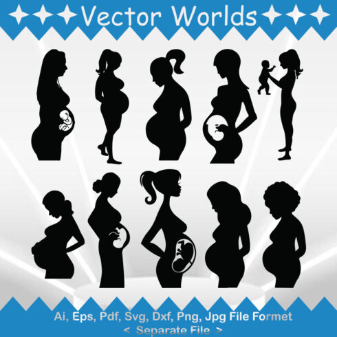 Pregnant Woman With Baby SVG Vector Design cover image.