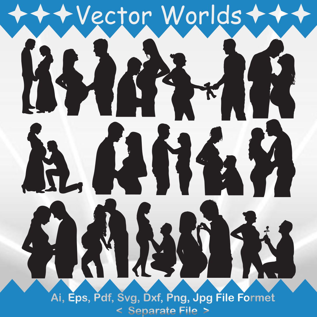 Pregnant Couple SVG Vector Design preview image.