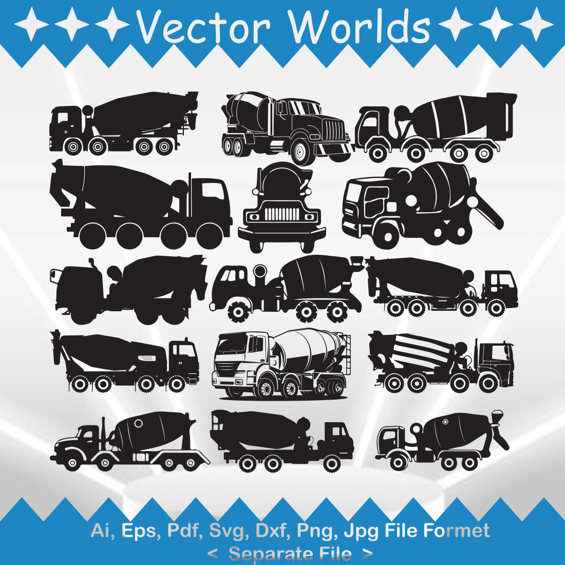 Heavy Cement Truck SVG Vector Design preview image.