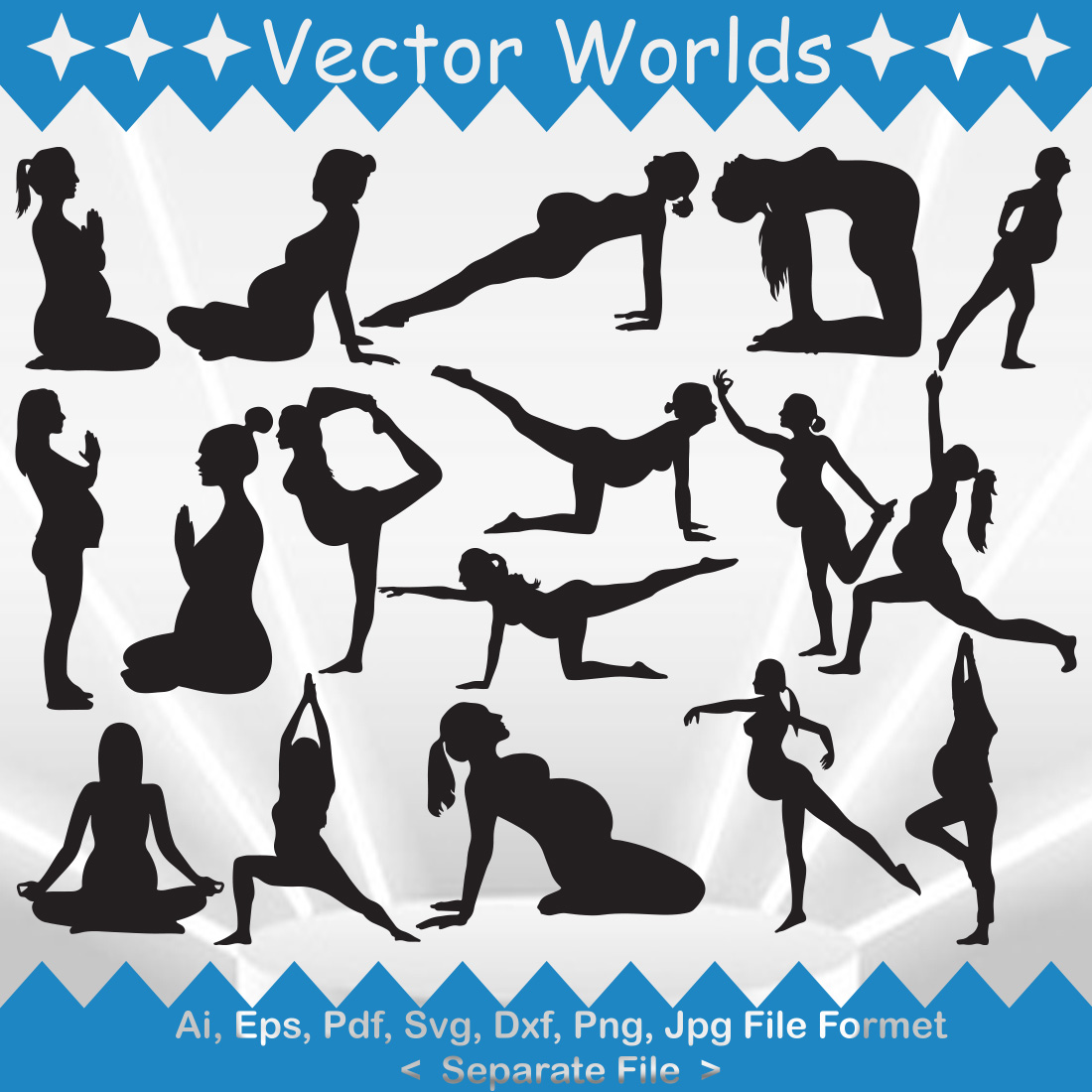 Pregnant Yoga Mom SVG Vector Design preview image.