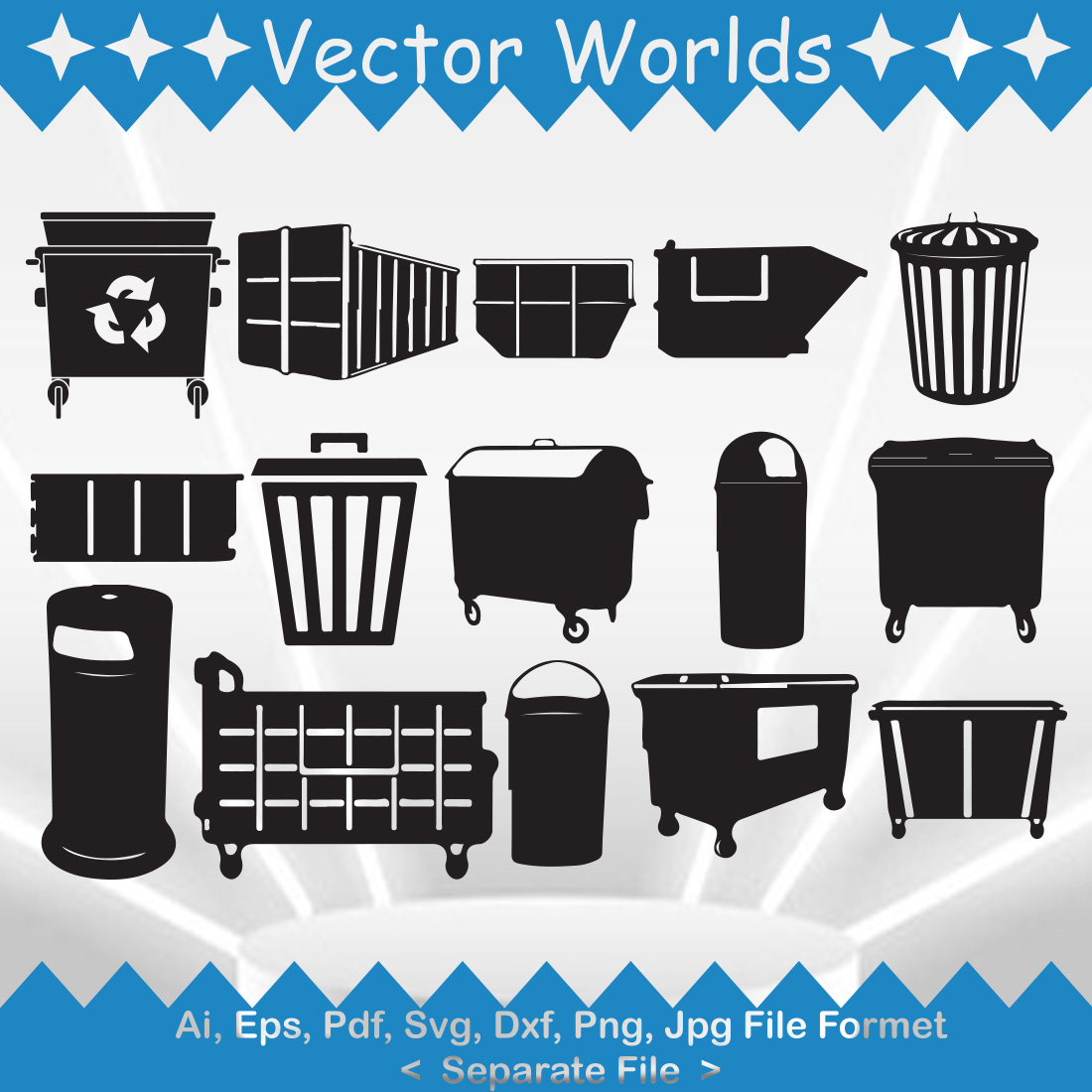 Trash Container SVG Vector Design preview image.